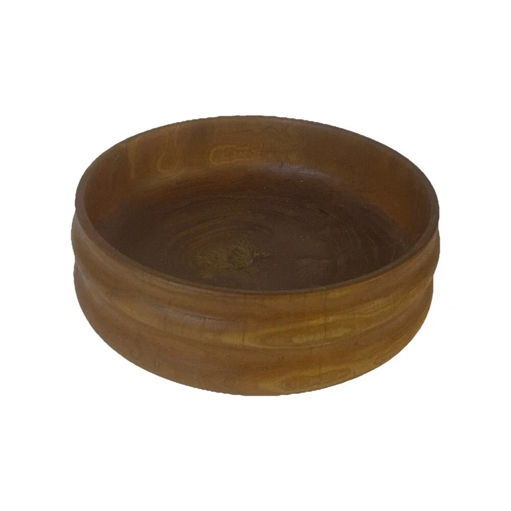 Vintage Hand Turned Wooden Bowl Shows Wood Grains Made Out Of Single Wood Piece